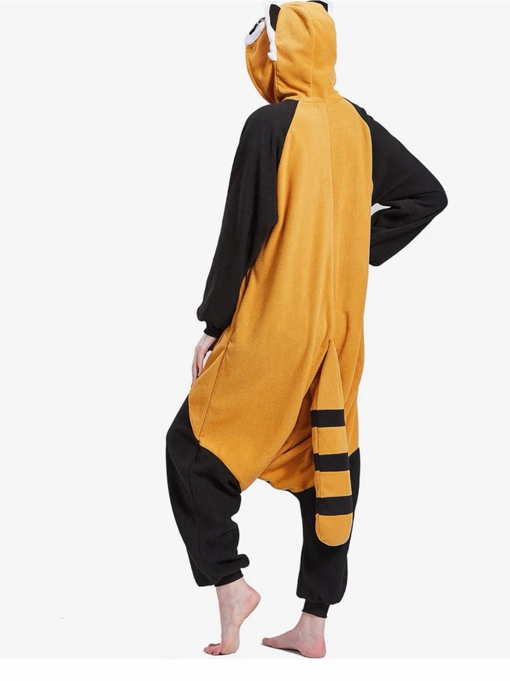 Cozy Mustard & Black Raccoon Animal Onesie Jumpsuit